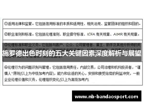 施罗德出色时刻的五大关键因素深度解析与展望